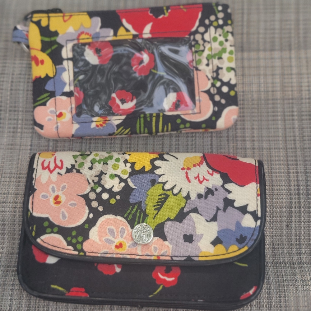 Vera Bradley Black Floral Wallet Set